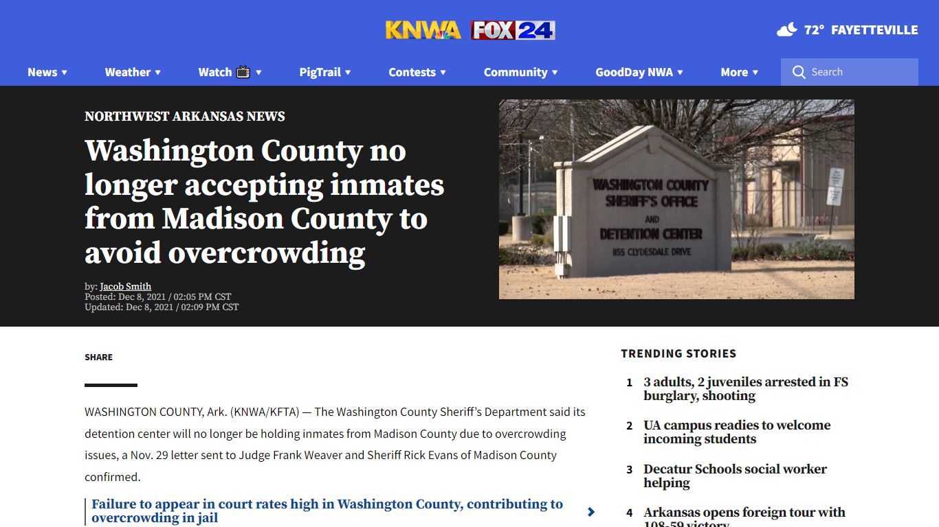 Washington County no longer accepting inmates from Madison ...
